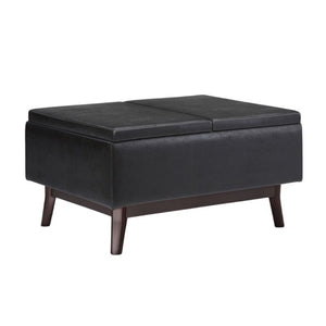 34 Inch Faux Leather Storage Ottoman Tufted Footrest for Stylish Living Room Decor