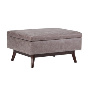 34 Inch Faux Leather Storage Ottoman Tufted Footrest for Stylish Living Room Decor