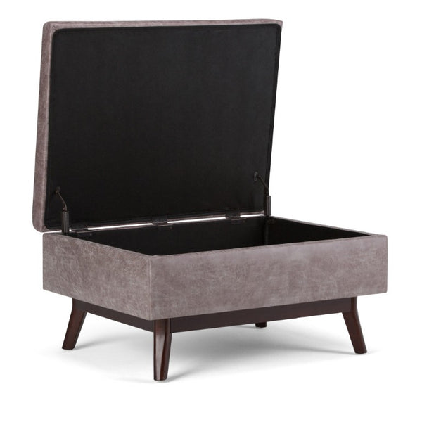 34 Inch Faux Leather Storage Ottoman Tufted Footrest for Stylish Living Room Decor