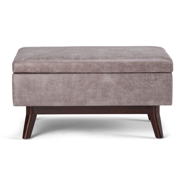 34 Inch Faux Leather Storage Ottoman Tufted Footrest for Stylish Living Room Decor