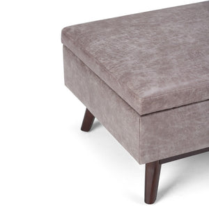 34 Inch Faux Leather Storage Ottoman Tufted Footrest for Stylish Living Room Decor