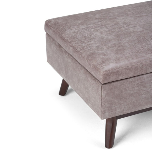 34 Inch Faux Leather Storage Ottoman Tufted Footrest for Stylish Living Room Decor