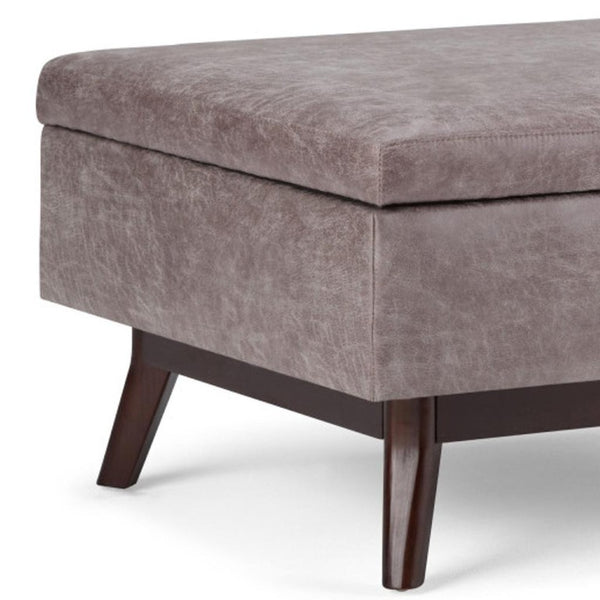 34 Inch Faux Leather Storage Ottoman Tufted Footrest for Stylish Living Room Decor