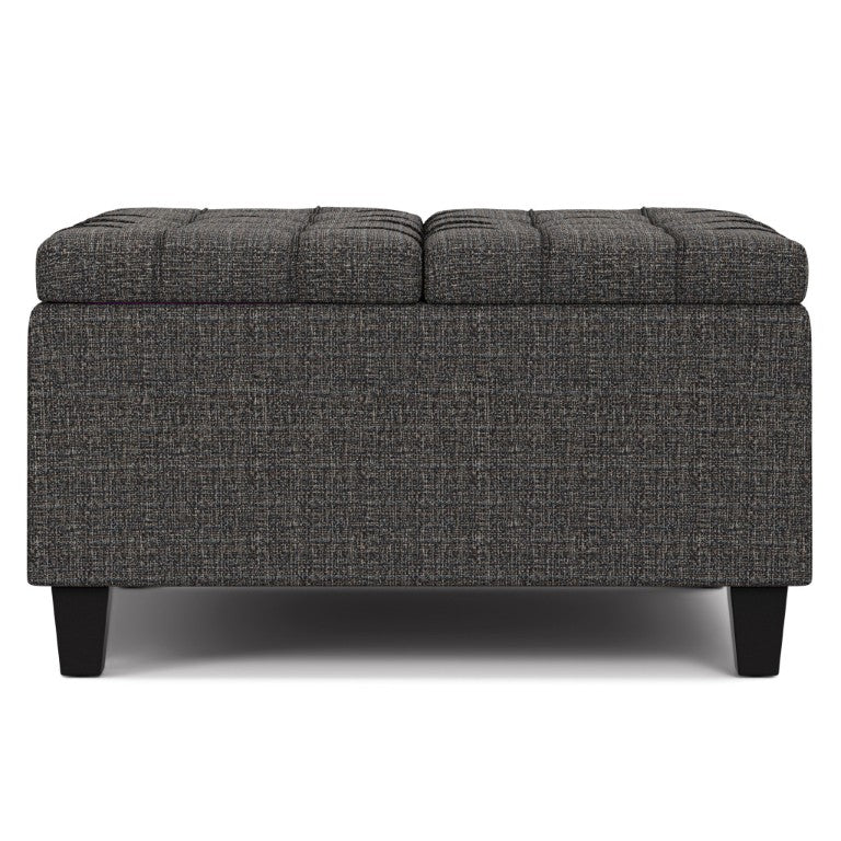 HomeRoots 30 Inch Tufted Storage Ottoman in Ebony Upholstery for Living Room Elegance 641670