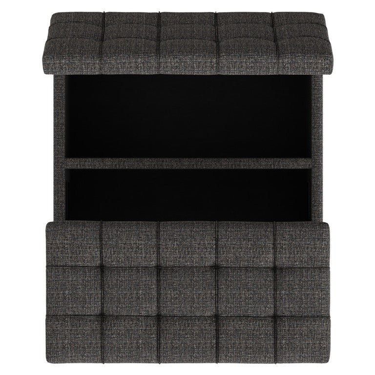 HomeRoots 30 Inch Tufted Storage Ottoman in Ebony Upholstery for Living Room Elegance 641670