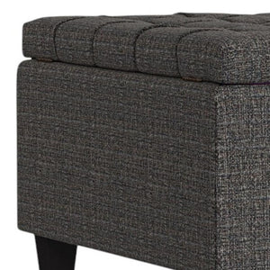 30 Inch Tufted Storage Ottoman in Ebony Upholstery for Living Room Elegance