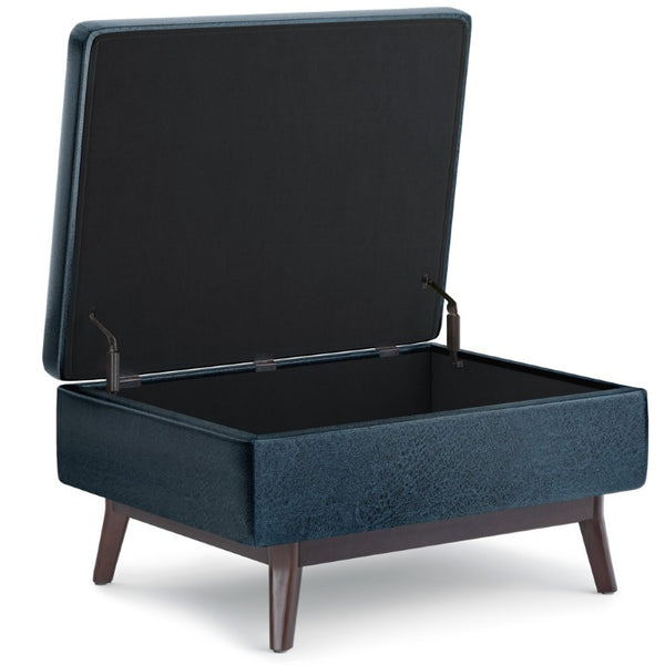 34 Inch Faux Leather Storage Ottoman Tufted Lid Living Room Footrest Accent
