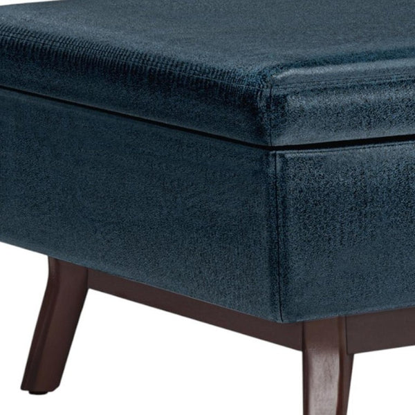 34 Inch Faux Leather Storage Ottoman Tufted Lid Living Room Footrest Accent