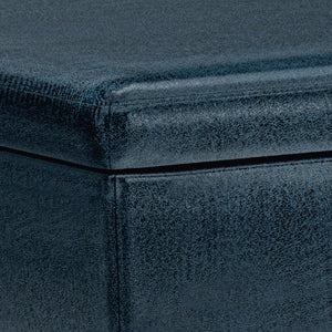 34 Inch Faux Leather Storage Ottoman Tufted Lid Living Room Footrest Accent