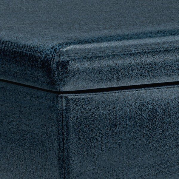 34 Inch Faux Leather Storage Ottoman Tufted Lid Living Room Footrest Accent