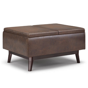 34 Inch Faux Leather Storage Ottoman Tufted Footrest Bench for Living Room Bedroom