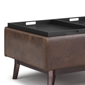 34 Inch Faux Leather Storage Ottoman Tufted Footrest Bench for Living Room Bedroom