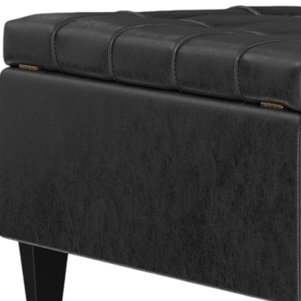 40 Inch Faux Leather Tufted Storage Ottoman Elegant Living Room Footrest and Cocktail Bench