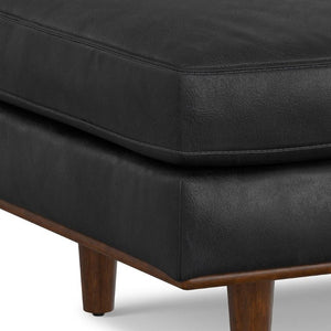 33 Inch Genuine Leather Round Cocktail Ottoman for Living Room Lounge Seating and Display