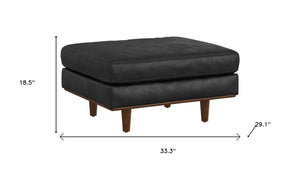 33 Inch Genuine Leather Round Cocktail Ottoman for Living Room Lounge Seating and Display
