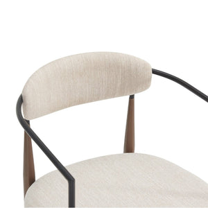 English Elm Dining Arm Chairs Set of 2 Gold Accent Iron Frame Upholstered Modern Minimalist Beige+Black N771P392272H