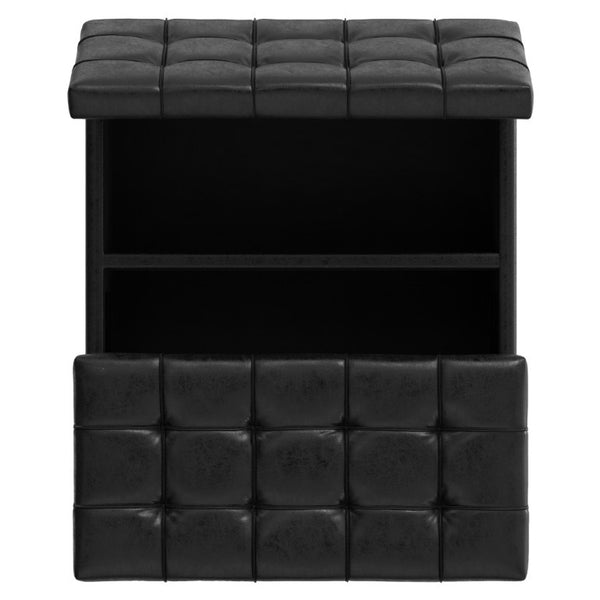 30 Inch Faux Leather Tufted Round Storage Ottoman Stylish Living Room Accent Seat