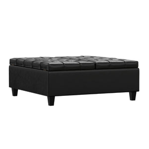HomeRoots 40 Inch Tufted Faux Leather Storage Ottoman Stylish Living Room Cocktail Accent 641699