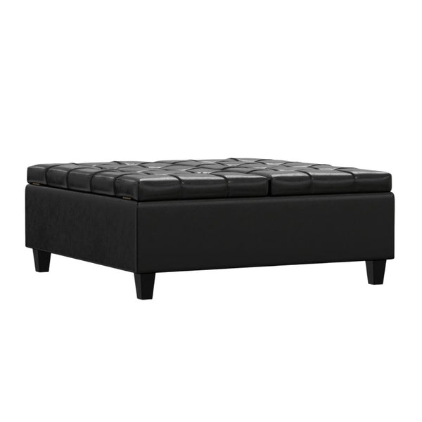 HomeRoots 40 Inch Tufted Faux Leather Storage Ottoman Stylish Living Room Cocktail Accent 641699