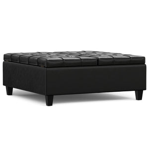 40 Inch Tufted Faux Leather Storage Ottoman Stylish Living Room Cocktail Accent