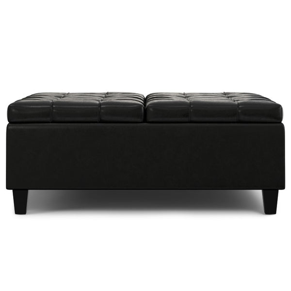 40 Inch Tufted Faux Leather Storage Ottoman Stylish Living Room Cocktail Accent