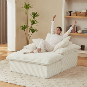 English Elm 51.97 modern cushioned compression single seat sofa with oversized footrest deep plush seating for comfort and support White W3396P330951