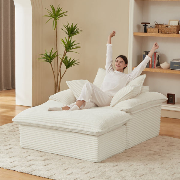 English Elm 51.97 modern cushioned compression single seat sofa with oversized footrest deep plush seating for comfort and support White W3396P330951