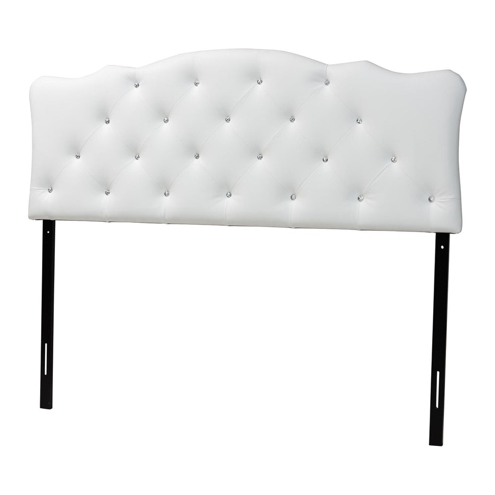 Baxton Studio Baxton Studio Rita Full Size White Faux Leather Scalloped Headboard with Button-Tufted Design Elegance BBT6503-White-Full HB