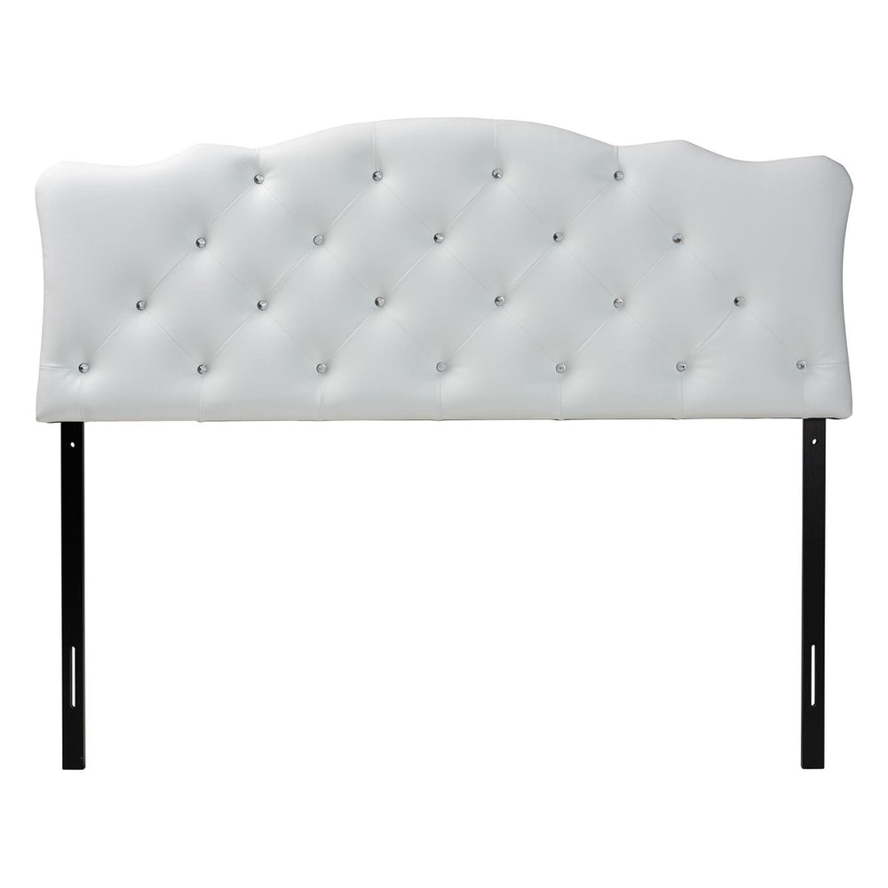 Baxton Studio Baxton Studio Rita Full Size White Faux Leather Scalloped Headboard with Button-Tufted Design Elegance BBT6503-White-Full HB