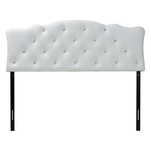 Baxton Studio Baxton Studio Rita Full Size White Faux Leather Scalloped Headboard with Button-Tufted Design Elegance BBT6503-White-Full HB
