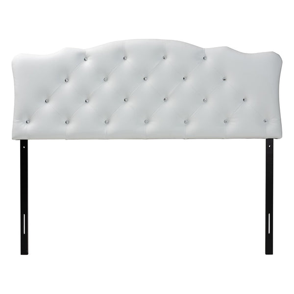 Baxton Studio Baxton Studio Rita Full Size White Faux Leather Scalloped Headboard with Button-Tufted Design Elegance BBT6503-White-Full HB