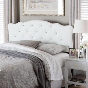 Baxton Studio Baxton Studio Rita Full Size White Faux Leather Scalloped Headboard with Button-Tufted Design Elegance BBT6503-White-Full HB
