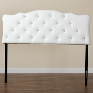 Baxton Studio Baxton Studio Rita Full Size White Faux Leather Scalloped Headboard with Button-Tufted Design Elegance BBT6503-White-Full HB