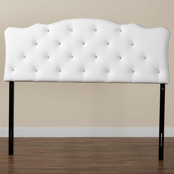 Baxton Studio Baxton Studio Rita Full Size White Faux Leather Scalloped Headboard with Button-Tufted Design Elegance BBT6503-White-Full HB