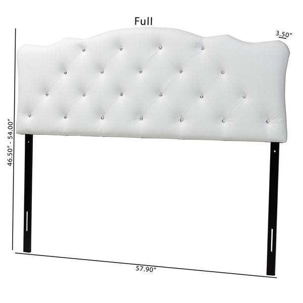 Baxton Studio Baxton Studio Rita Full Size White Faux Leather Scalloped Headboard with Button-Tufted Design Elegance BBT6503-White-Full HB