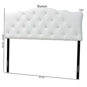 Baxton Studio Baxton Studio Rita Full Size White Faux Leather Scalloped Headboard with Button-Tufted Design Elegance BBT6503-White-Full HB