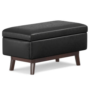 36 Inch Round Faux Leather Storage Ottoman Tufted Footrest for Living Room Seating Decor