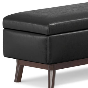 36 Inch Round Faux Leather Storage Ottoman Tufted Footrest for Living Room Seating Decor