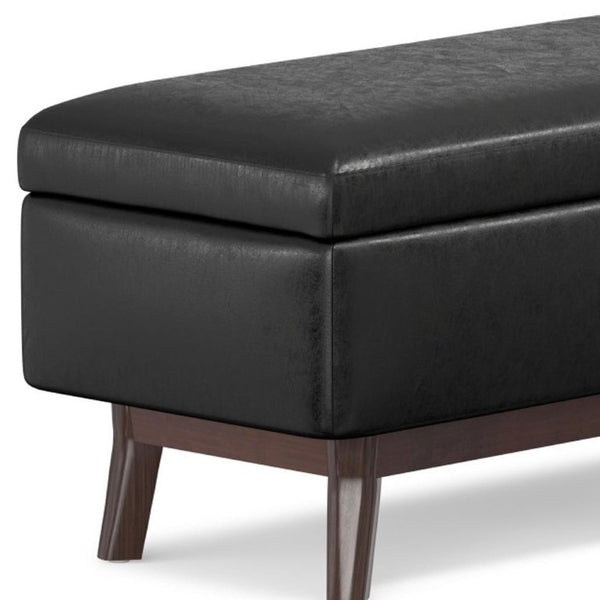 36 Inch Round Faux Leather Storage Ottoman Tufted Footrest for Living Room Seating Decor