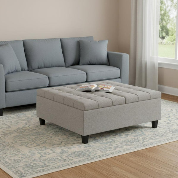 40 Inch Tufted Upholstered Storage Ottoman Cloud Cushion for Living Room Decor