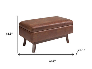 36 Inch Round Faux Leather Storage Ottoman Tufted Footrest for Living Room Seating Decor