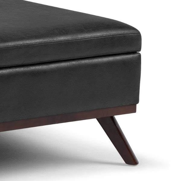36 Inch Round Faux Leather Storage Ottoman Tufted Cocktail Footrest for Living Room Decor