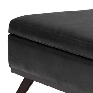 36 Inch Round Faux Leather Storage Ottoman Tufted Cocktail Footrest for Living Room Decor