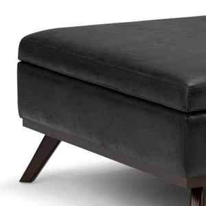 36 Inch Round Faux Leather Storage Ottoman Tufted Cocktail Footrest for Living Room Decor