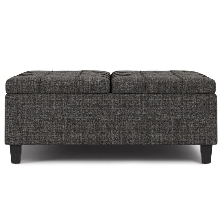 40 Inch Tufted Storage Ottoman in Ebony Upholstery for Living Room Elegance