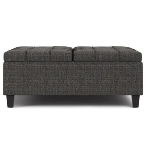 40 Inch Tufted Storage Ottoman in Ebony Upholstery for Living Room Elegance
