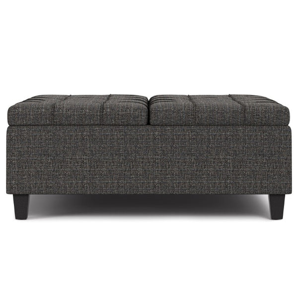40 Inch Tufted Storage Ottoman in Ebony Upholstery for Living Room Elegance