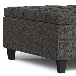 40 Inch Tufted Storage Ottoman in Ebony Upholstery for Living Room Elegance