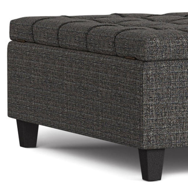 40 Inch Tufted Storage Ottoman in Ebony Upholstery for Living Room Elegance