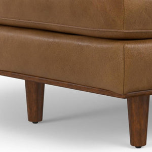 33 Inch Genuine Leather Round Cocktail Ottoman for Living Room Lounge Seating and Display